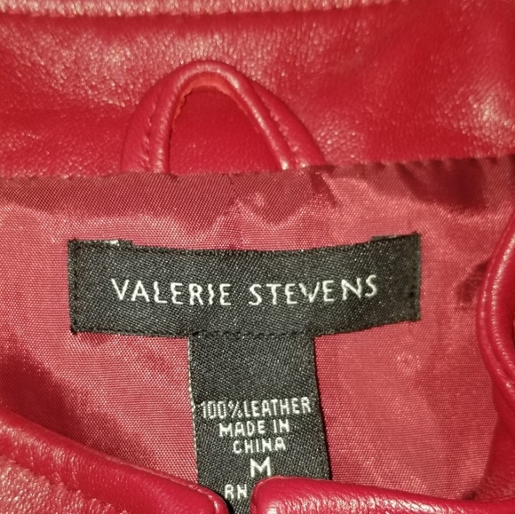 Valerie Stevens Soft Red Leather Moto Jacket Med - Picture 4 of 4